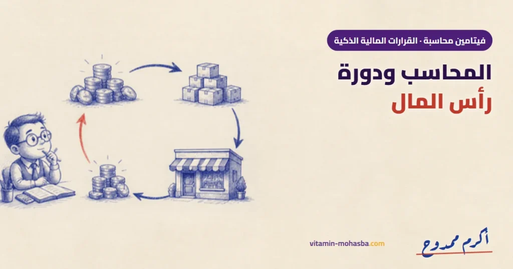 دور المحاسب في دورة راس مال — رسمة أكرم ممدوح