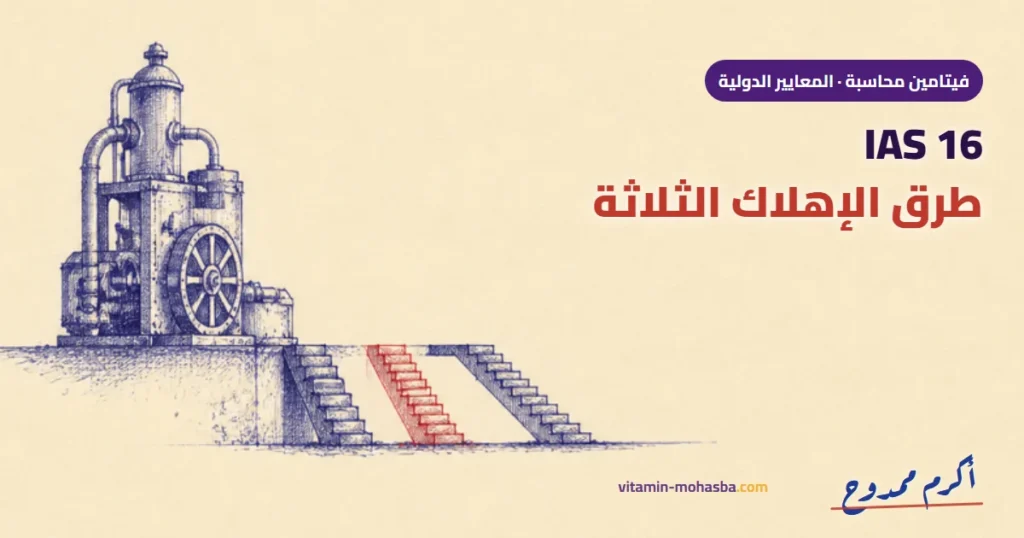 IAS 16 الأصول الثابتة: طرق الإهلاك الثلاثة بمثال واحد بالأرقام — رسمة أكرم ممدوح