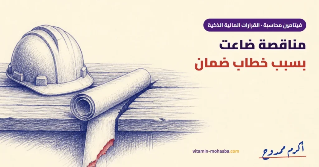 دراسة حالة: شركة مقاولات خسرت مناقصة 5 مليون بسبب خطاب الضمان — رسمة أكرم ممدوح